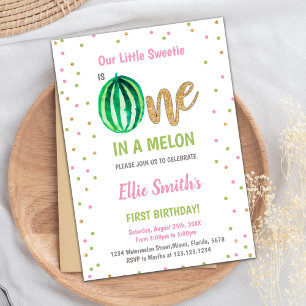 Green Watermelon Birthday Invitations