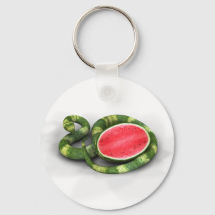 Green Watermelon Snake Key Ring