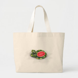 Green Watermelon Snake Large Tote Bag