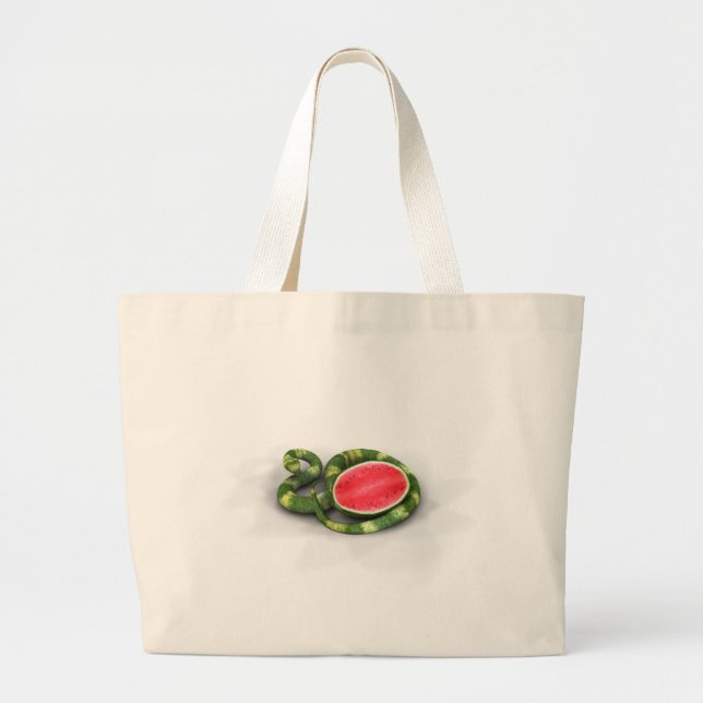 Green Watermelon Snake Large Tote Bag (Front)