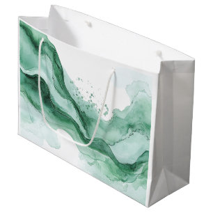 Green Wave Abstract Birthday Large Gift Bag
