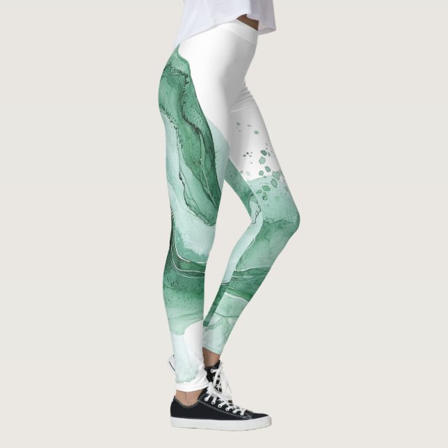 Green Wave Abstract Leggings (Right)