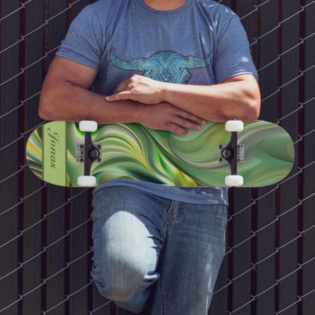 green wave pattern abstract skateboard (Outdoor 3)