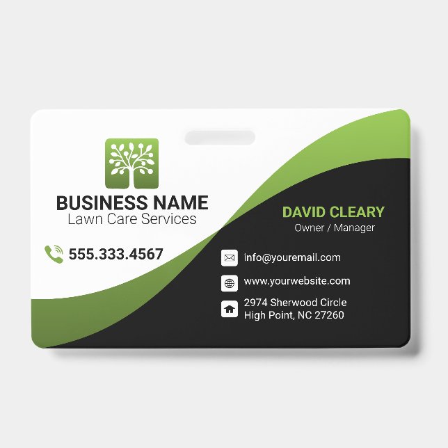 Green Wave Professional Tree Lawn Care ID Badge (Front)