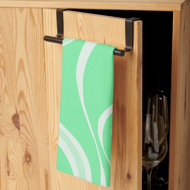 Green Waves Kitchen Towel (Thirds Fold)