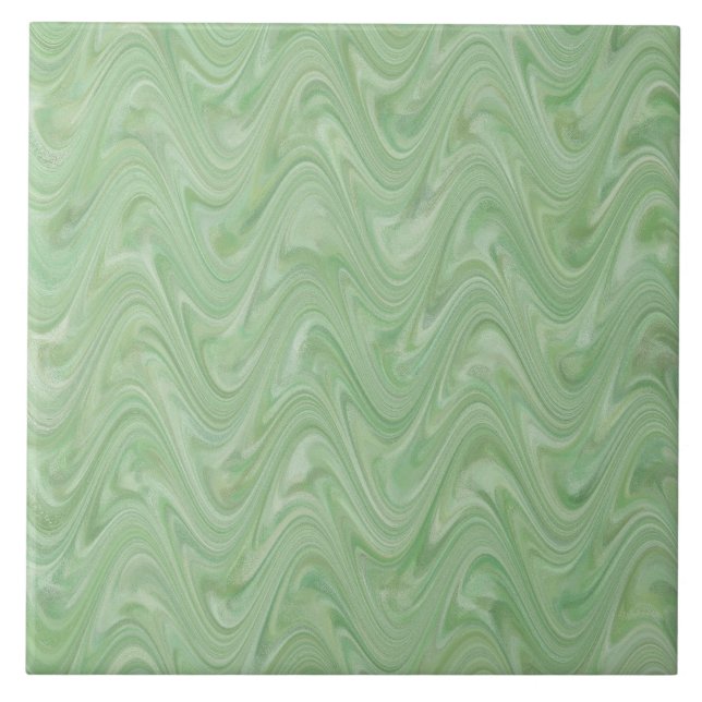 Green Wavy Abstract Pattern Tile (Front)