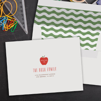 Green Wavy Apple Self-Addressed Graduation Envelope