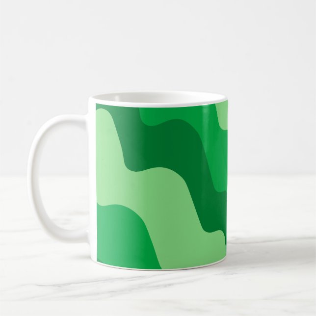 Green wavy ocean waves gradient pattern  coffee mug (Left)