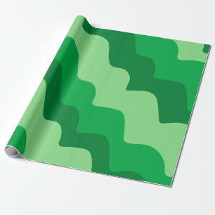 Green wavy ocean waves gradient  wrapping paper