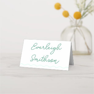 Green Wavy Retro Wedding Place Card