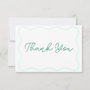 Green Wavy Retro Wedding Thank You Card