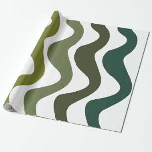 Green Wavy Stripes Wrapping Paper