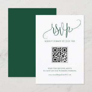 Green We Do Modern Calligraphy Wedding QR Code RSVP Card