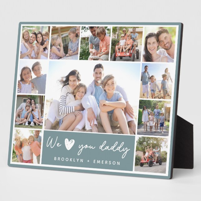 Green We Love You Daddy | 12 Photo Collage Plaque (Side)