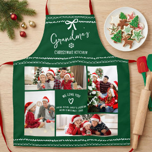 Green We Love You Grandma Hand Drawn Doodles Photo Apron