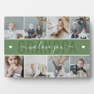 Green We Love You Grandpa Photo Collage Plaque