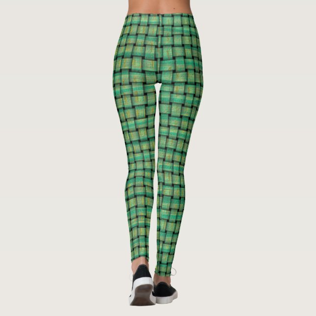 Green Weave Pattern on Custom Leggings (Back)