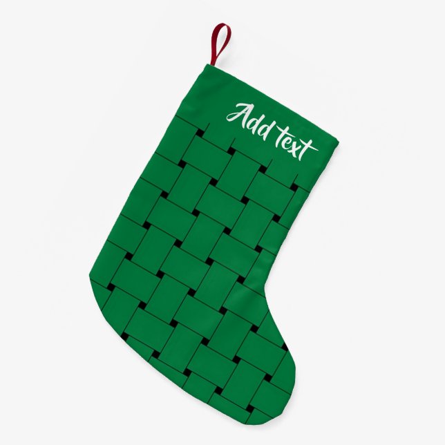 Green weave pattern small christmas stocking (Front (Hanging))