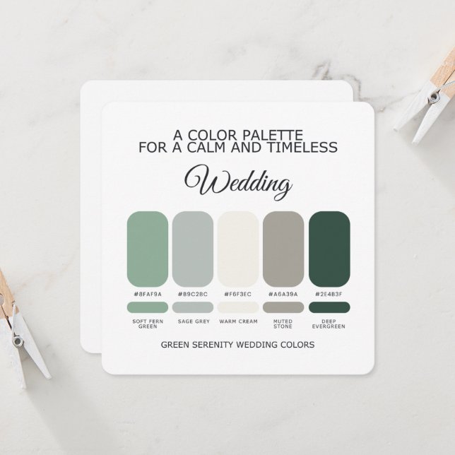 Green Wedding Color Palette Card (Front/Back In Situ)