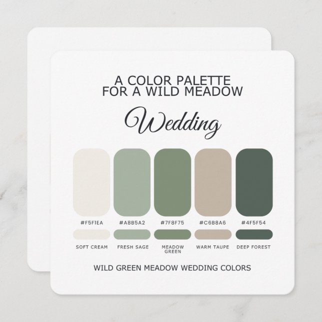 Green Wedding Colour Palette Card (Front/Back)