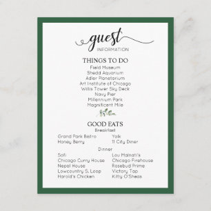  Green Wedding Details Guest Information  Enclosur Enclosure Card