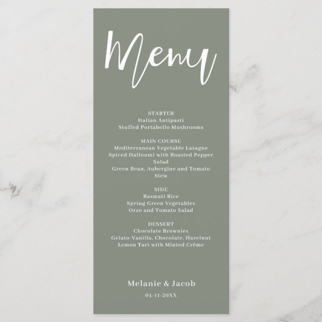 Green Wedding Flat Menu (Front)