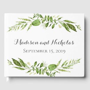 Green Wedding Guest Book, Rustic Greenery Guest Book