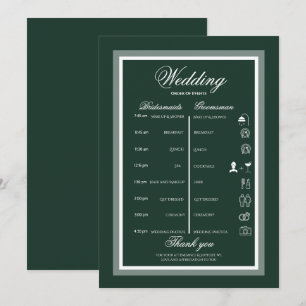 Green wedding itinerary invitation