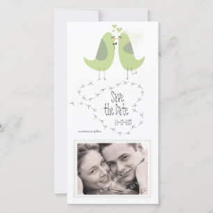 Green Wedding Love Birds Save the Date Photograph