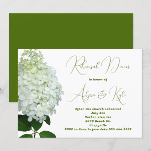 Green Wedding Rehearsal Big Flower Invitation