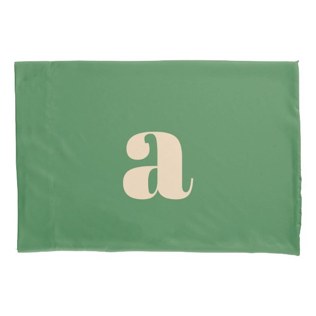 Green wedding retro modern initial  pillowcase (Front)