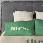 Green wedding retro modern mr and mrs  pillowcase<br><div class="desc">Green wedding retro modern mr. and mrs. minimalist wedding keepsake gift</div>