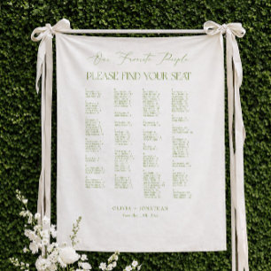 Green Wedding Seating Chart Alphabetical Fabric Tapestry