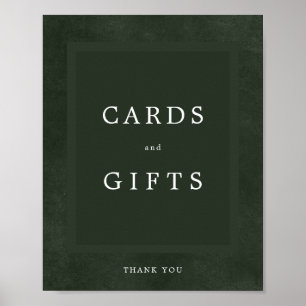 Green wedding simple elegant cards and gifts sign