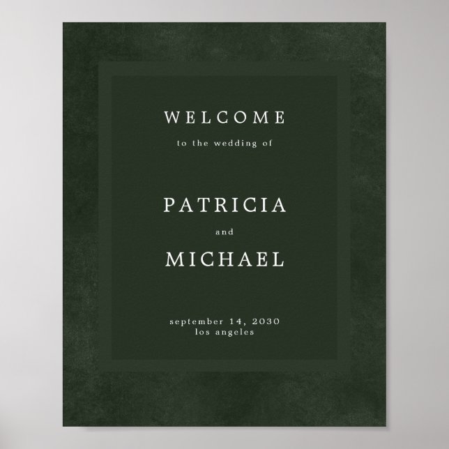 Green wedding simple modern elegant welcome sign (Front)