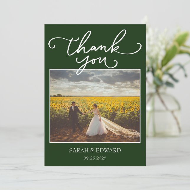 Green Wedding Thank You Card (Standing Front)