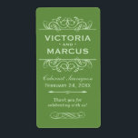Green Wedding Wine Bottle Monogram Favour Labels<br><div class="desc">Perfect for vineyard weddings or wine bottle favours,  these elegant vintage flourished style labels feature a custom wedding monogram with bride and groom's names,  the wedding date,  type of wine,  and thank you message that can be completely personalised. Olive and sage green colours.</div>