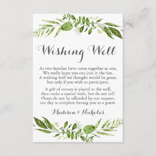Green Wedding Wishing Well Cards, Rustic Greenery Enclosure Card
