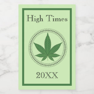 Green Weed Leaf Tree Swirl Trim Personalised Stash Food Label