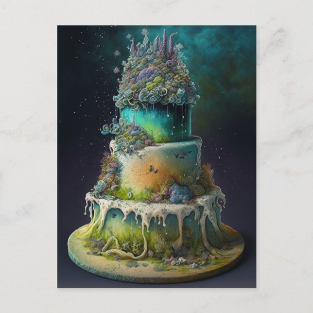 Green Weed Wedding Cake  Postcard (Front)