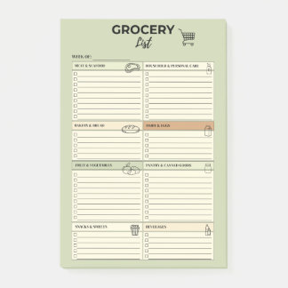 Green Weekly Grocery List - Post-it Notes