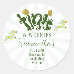 Green Weenies & Tinis Funny Martini Birthday Party Classic Round Sticker