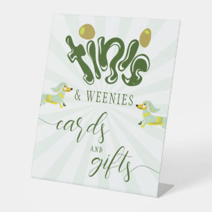 Green Weenies & Tinis Funny Martini Birthday Party Pedestal Sign