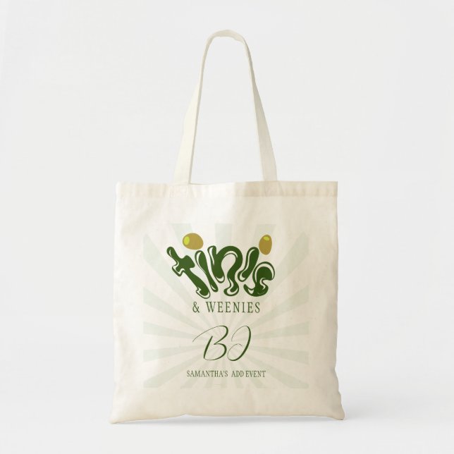 Green Weenies & Tinis Martini Bachelorette Party Tote Bag (Front)