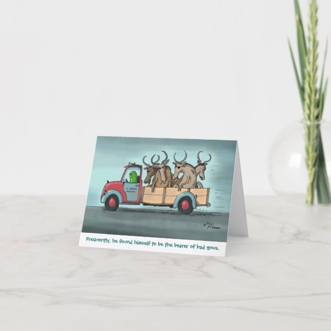 Green Weenii "Bad Gnus" Note Card (Front)