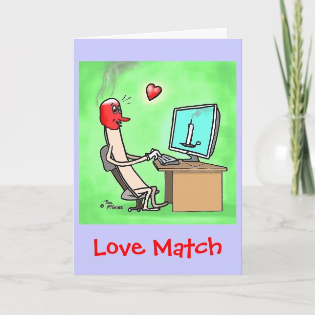 Green Weenii "Love Match" Greeting Card (Front)