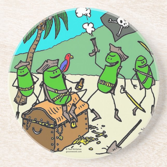 Green Weenii "Pirate Party" Coasters (Front)