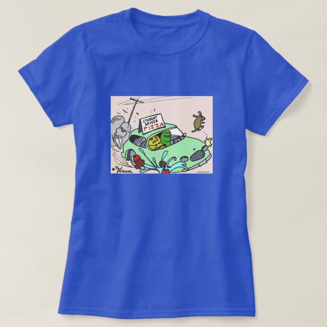 Green Weenii "Student Driver Pizza" Women's Shirt (Design Front)