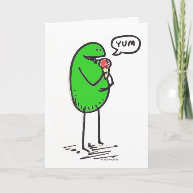 Green Weenii "Yum" Greeting Card (Front)