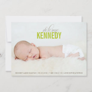 Green Welcome Baby Photo Baby Birth Announcement
